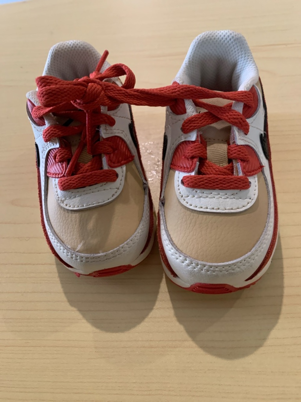 Nike Kids Beige and Red Sneakers - Lace-Up Athletic Shoes